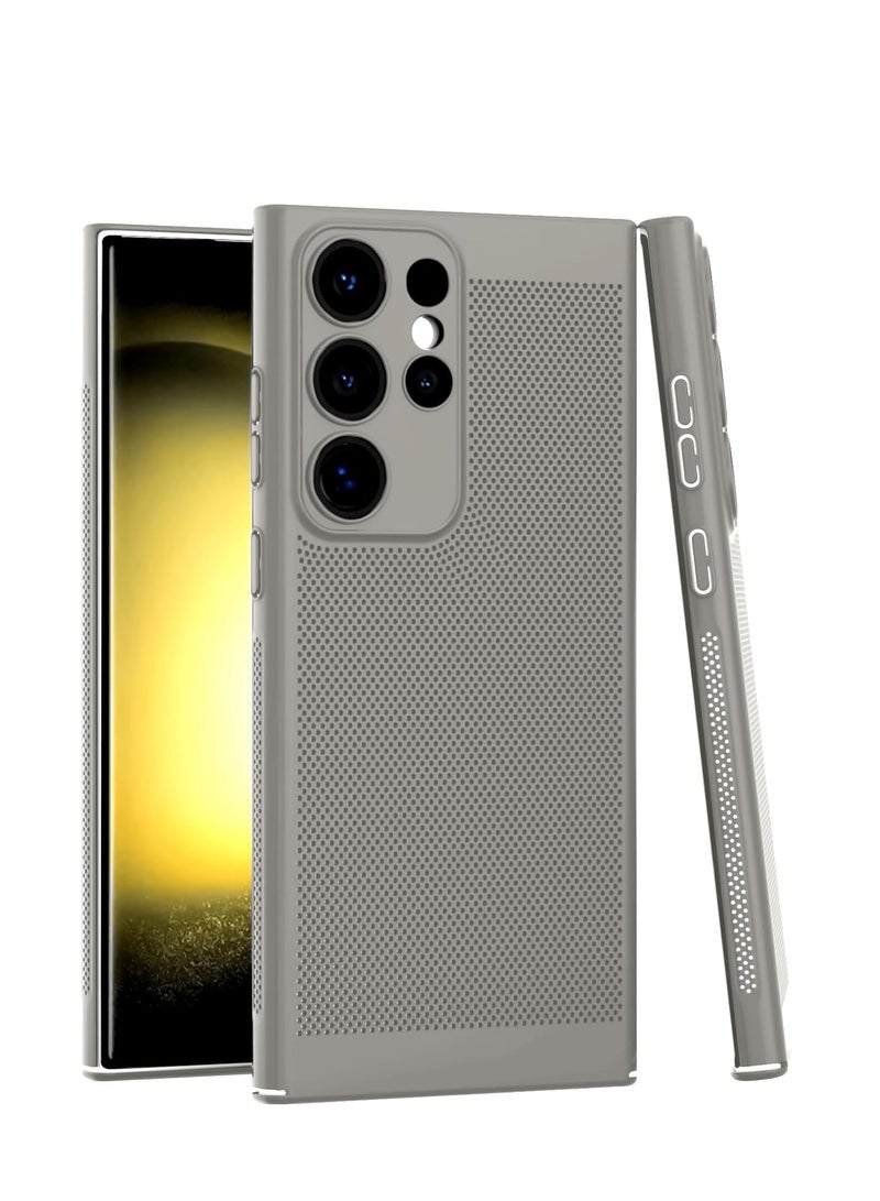Case For Samsung Galaxy S25 Ultra Heat Dissipation Case with Built-in Camera Lens Protector Slim Fit Breathable Cooling Anti-Fingerprint Hard PC Back Shockproof Cover (Gray) - Image 1
