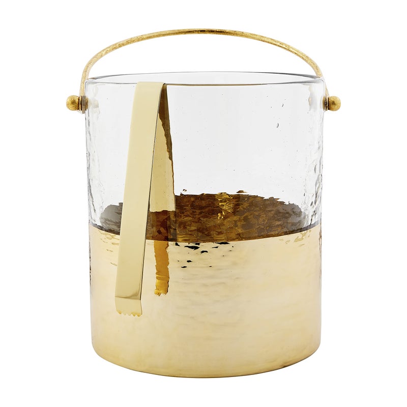 mud pie Mud Pie 8 x 7 dia 6 12 Ice Bucket and Tongs Set Gold and Clear 