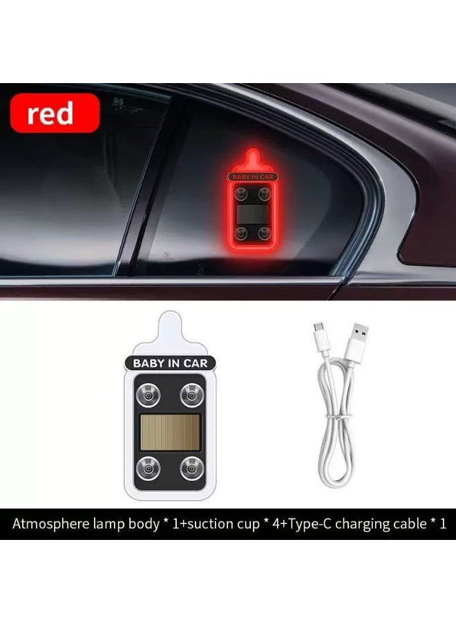 HYH Baby in Car Solar Powered Bottle Shape Car LED Atmosphere Light, Wireless Neon Glow Decorative Lamp, No Wiring Car Triangle Window Safety Warning Light for Baby Safety - Image 1