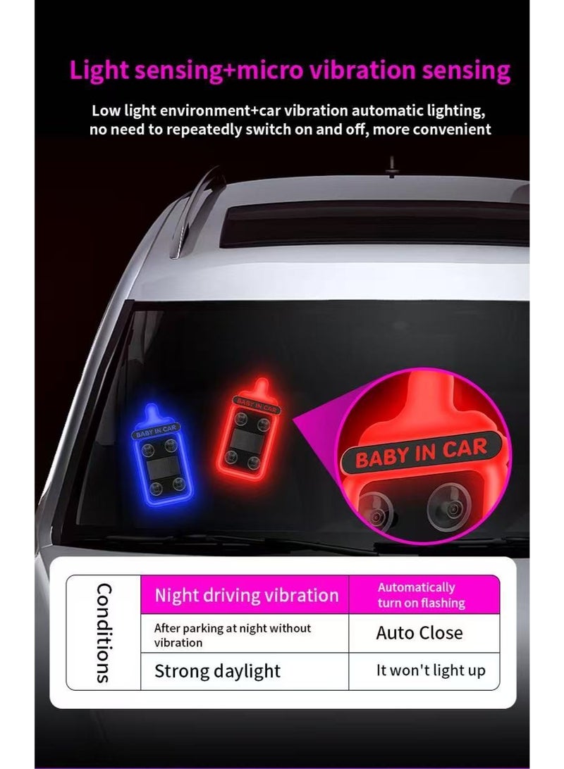 HYH Baby in Car Solar Powered Bottle Shape Car LED Atmosphere Light, Wireless Neon Glow Decorative Lamp, No Wiring Car Triangle Window Safety Warning Light for Baby Safety - Image 4
