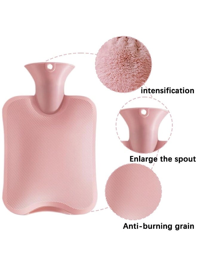 Hot Water Bottle with Soft Fleece Cover,  Hot Water Bag for Cold & Hot Therapy, Pain Relief, Back, Neck, Period Cramps (Pink) - Image 5