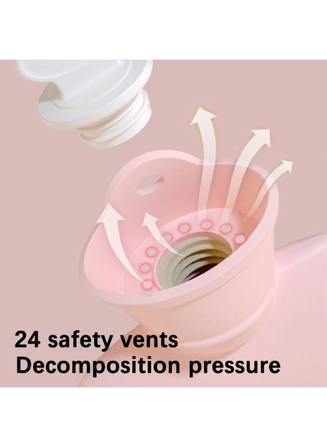 Hot Water Bottle with Soft Fleece Cover,  Hot Water Bag for Cold & Hot Therapy, Pain Relief, Back, Neck, Period Cramps (Pink) - Image 3