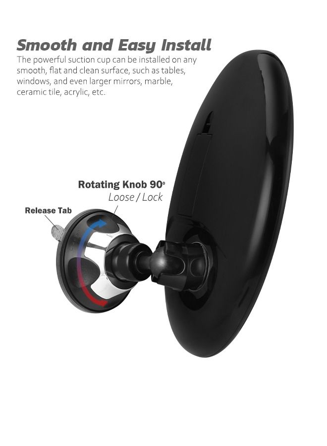 مرآة مكبرة مقاس 8 بوصات مع إضاءة ، ومكبرة 10 أضعاف ، ومرآة مكياج بثلاث أوضاع للضوء مع أكواب شفط ، وتثبيت سلس وسهل ، ومفصل دوار 360 درجة. - Image 3