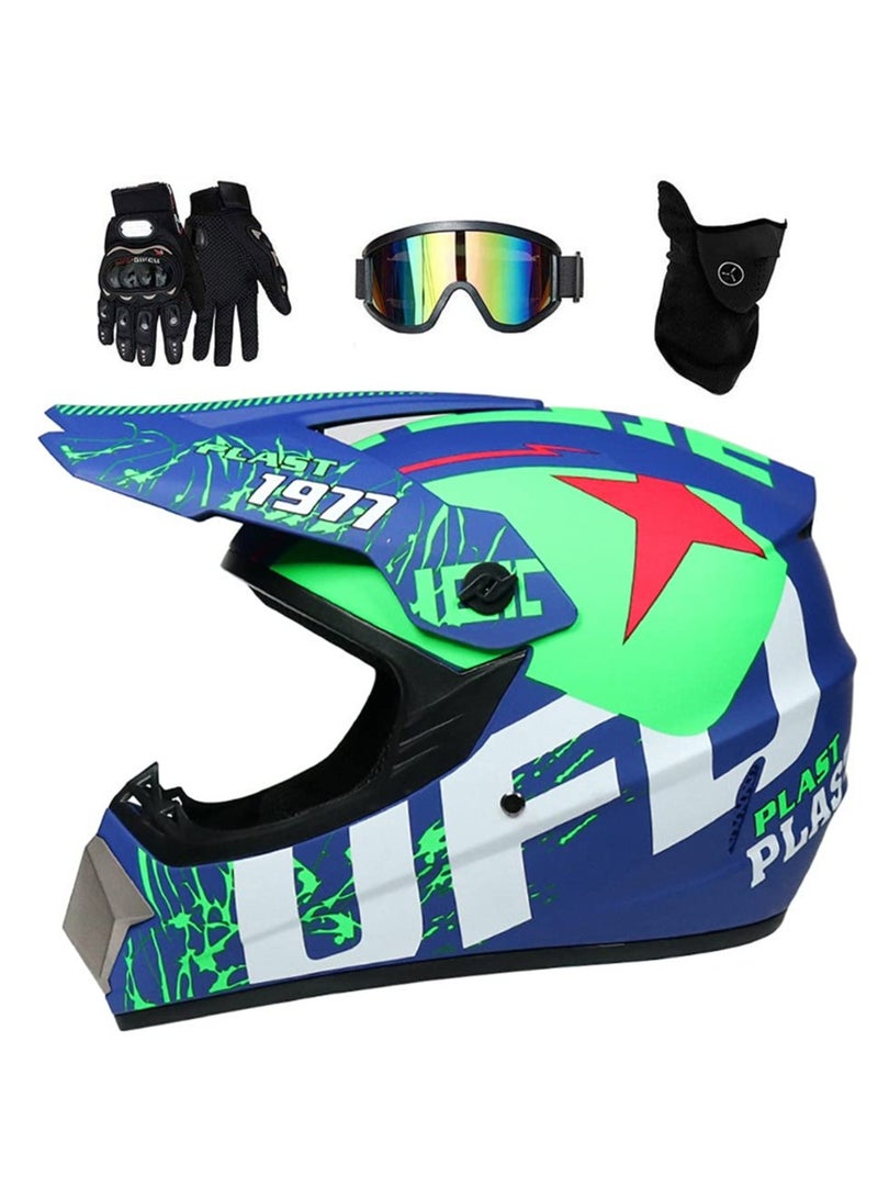 Jubilin Motocross Helmet, Full Face MTB Motorcycle Helmet ,Mountain Bike Helmet with Goggles Gloves Face Shield for Adult, Size:XL - Image 2