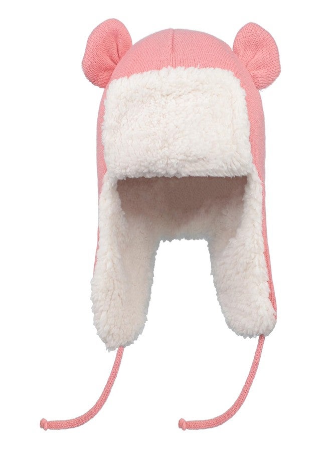 PURFUN Toddlers Kids Cozy Knitted Beanie with Lovely Bear Ear, Baby Girls Boys Warm Soft Fleece Lining Earflap Hats Windproof Thermal Full Hood Trapper Hats Skull Caps for 1-4 Yrs Pink - Image 4