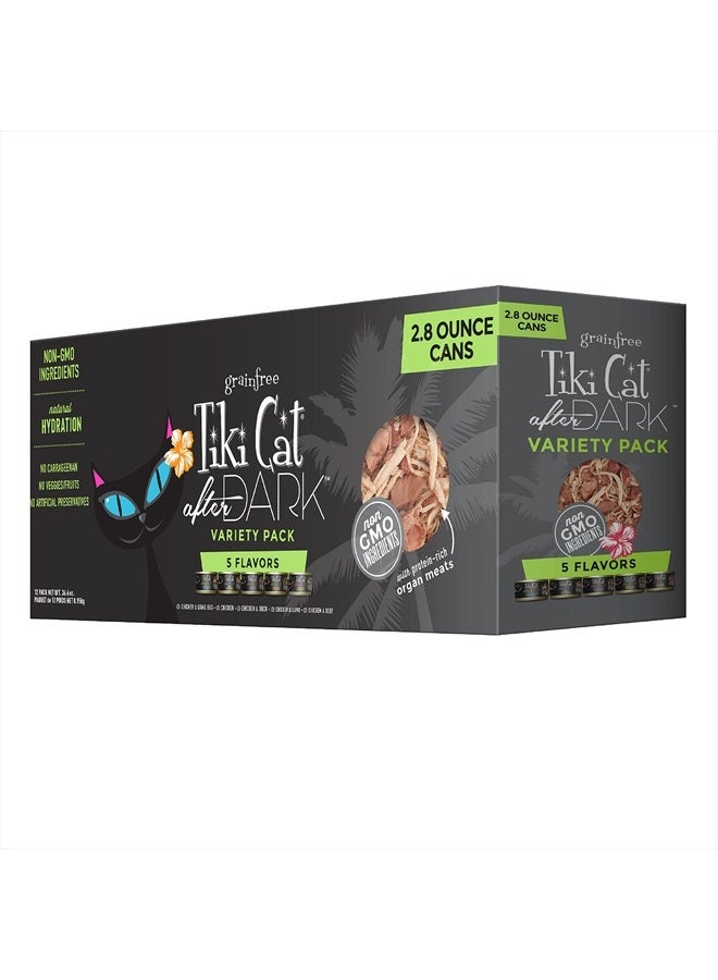 After Dark, Variety Pack, High-Protein and 100% Non-GMO Ingredients, Wet Cat Food for Adult Cats, 2.8 oz. Cans (Pack of 12)