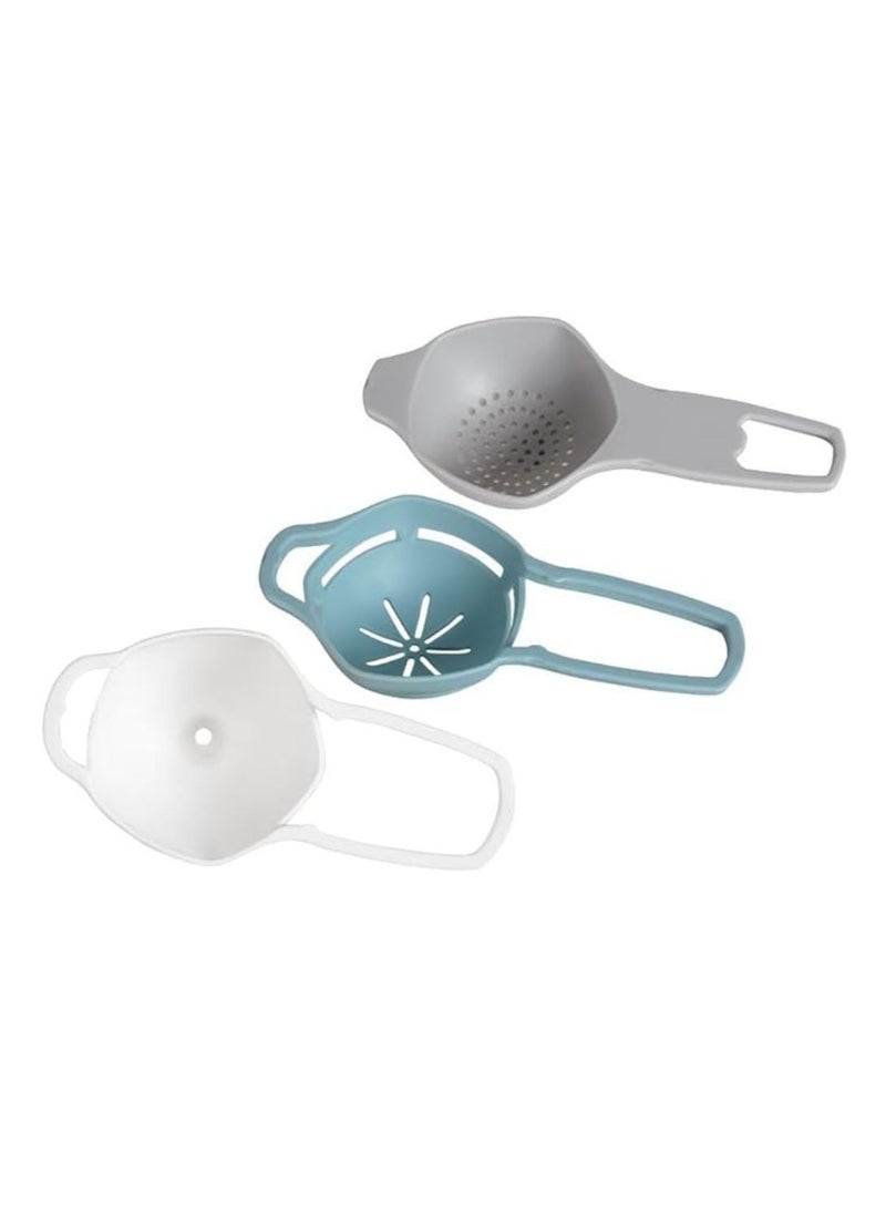 Generic - 3 pieces bpa free plastic food strainer with handle multifunction utensils drainer for tea coffee powder multi Color. - Image 1