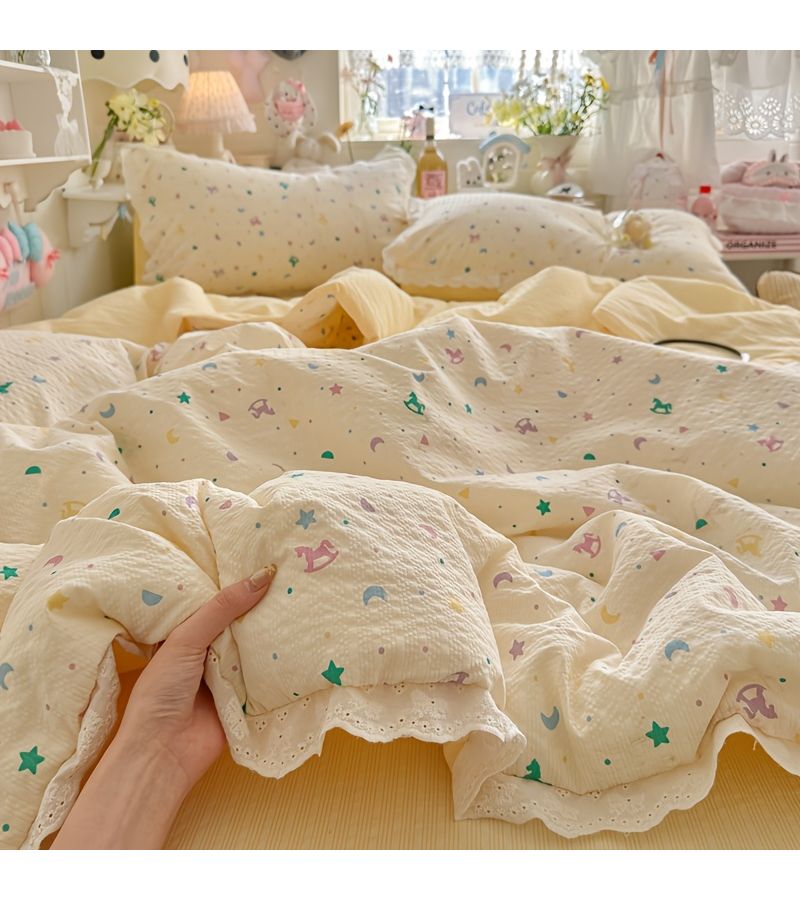 Summer Air Conditioner Blanket Soft Skin Friendly Breathable Sweat Absorbing Comfortable Quilt With Rocking Horse Print Size 78 74 By 90 55 Inches - Image 5