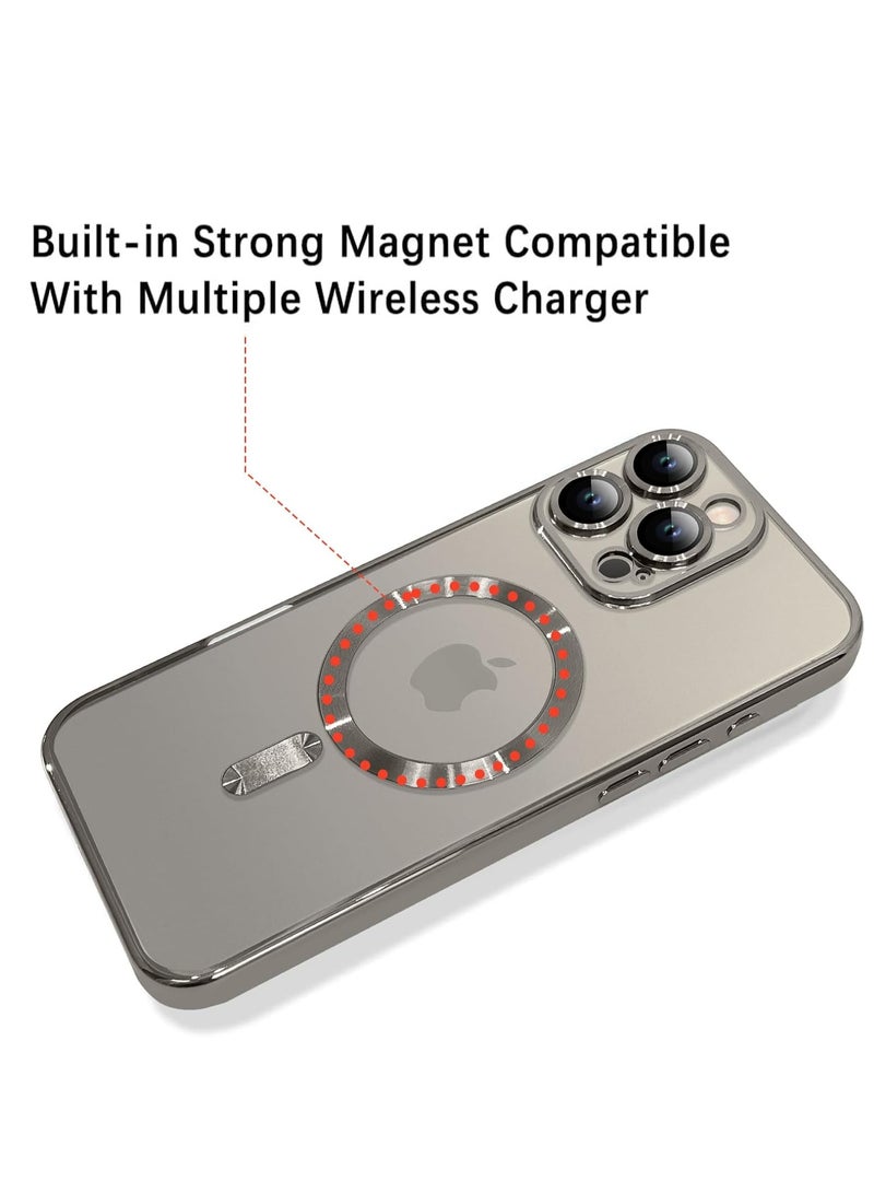Magnetic Case for iPhone 16 Pro Max with Built-in Camera Lens Protector - Compatible with MagSafe - Natural Titanium - Image 2