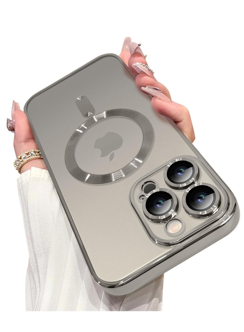 Magnetic Case for iPhone 16 Pro Max with Built-in Camera Lens Protector - Compatible with MagSafe - Natural Titanium - Image 1