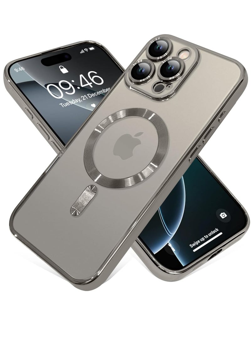Magnetic Case for iPhone 16 Pro Max with Built-in Camera Lens Protector - Compatible with MagSafe - Natural Titanium - Image 4