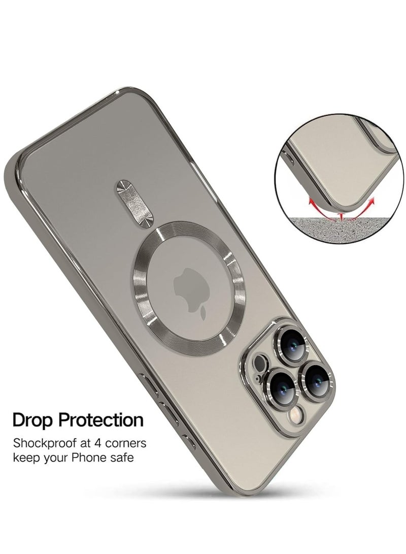 Magnetic Case for iPhone 16 Pro Max with Built-in Camera Lens Protector - Compatible with MagSafe - Natural Titanium - Image 5
