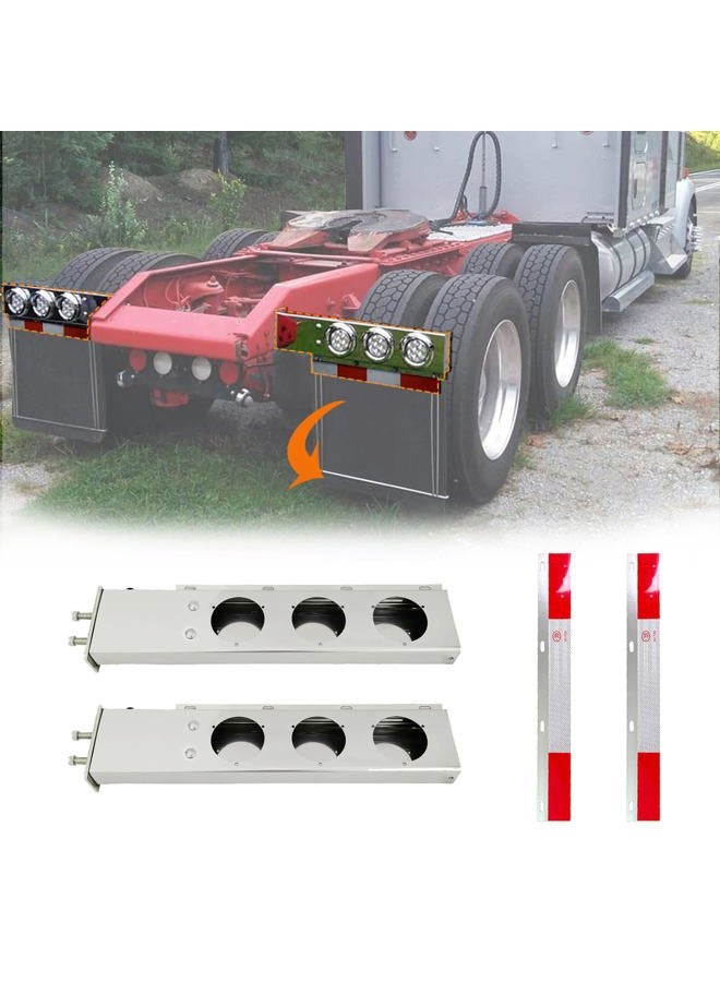 JIARU Stainless Steel Spring Loaded Mud Flap Hangers for Semi Trucks Rear Bar with Light Cutouts and Reflective Plate 2.5 Inches Bolt Spacing (Circular Hole) - Image 5
