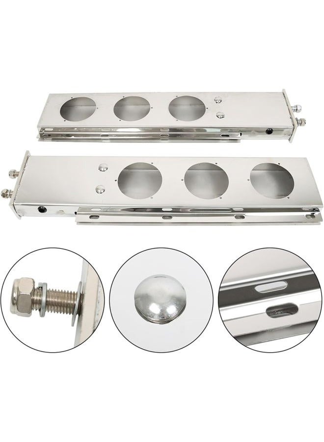 JIARU Stainless Steel Spring Loaded Mud Flap Hangers for Semi Trucks Rear Bar with Light Cutouts and Reflective Plate 2.5 Inches Bolt Spacing (Circular Hole) - Image 2
