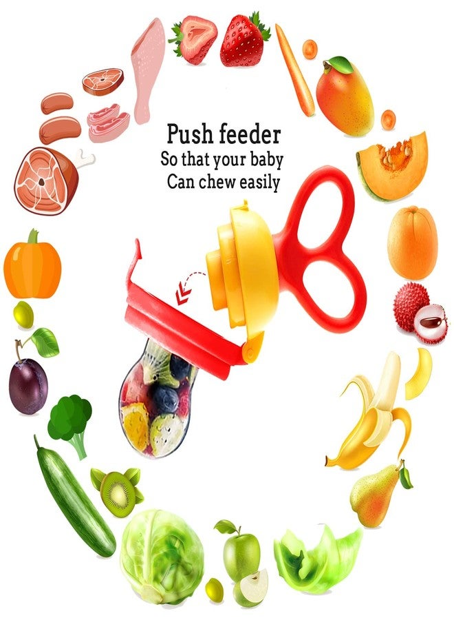 RRJ Silicone Food Fruit Nibbler/Soft Pacifier/Feeder for Baby Fruit and Ultra Care Silicone Fresh Food Nibbler for Fruit and Veggie Rattle Handle for Baby Newborn Nipple | Multicolour - Image 4