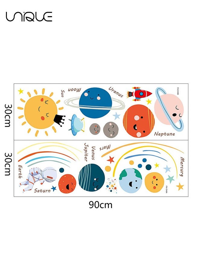 Unique Cartoon Universe Solar System Wall Sticker，Planet & Astronaut Wall Stickers，DIY Movable Large Art Deco, Peel & Paste, Suitable for Kids, Baby Boys, Girls, Playroom Bedroom Decoration  - Image 2