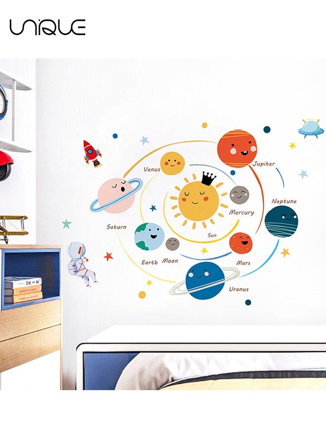 Unique Cartoon Universe Solar System Wall Sticker，Planet & Astronaut Wall Stickers，DIY Movable Large Art Deco, Peel & Paste, Suitable for Kids, Baby Boys, Girls, Playroom Bedroom Decoration  - Image 4