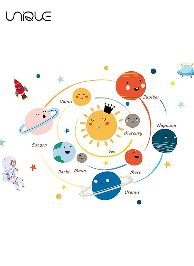 Unique Cartoon Universe Solar System Wall Sticker，Planet & Astronaut Wall Stickers，DIY Movable Large Art Deco, Peel & Paste, Suitable for Kids, Baby Boys, Girls, Playroom Bedroom Decoration  - Image 5