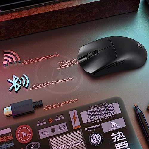 Darmoshark M3 Wireless Gaming Mouse,Tri-Mode 2.4G/USB-C/Bluetooth Mouse Up to 26000DPI,PAW3395 optical sensor Lightweight 58g,5 programmable button 500MAh Battery Life,Computer Mouse for Laptop,PC,Mac - Image 2