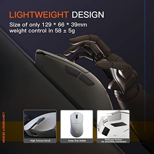 Darmoshark M3 Wireless Gaming Mouse,Tri-Mode 2.4G/USB-C/Bluetooth Mouse Up to 26000DPI,PAW3395 optical sensor Lightweight 58g,5 programmable button 500MAh Battery Life,Computer Mouse for Laptop,PC,Mac - Image 3