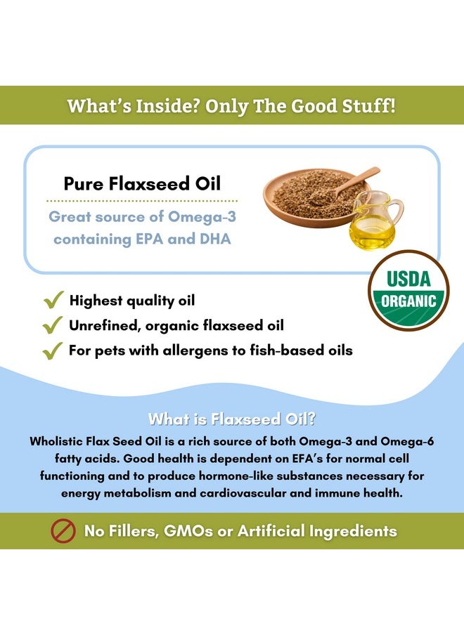 Wholistic Pet Organics Flaxseed Oil: Organic Flaxseed Oil For Horses  Flax Oil Horse Supplement Omega 3 6 Fatty Acids For Cardio, Coat Health  16 Oz  - Image 3