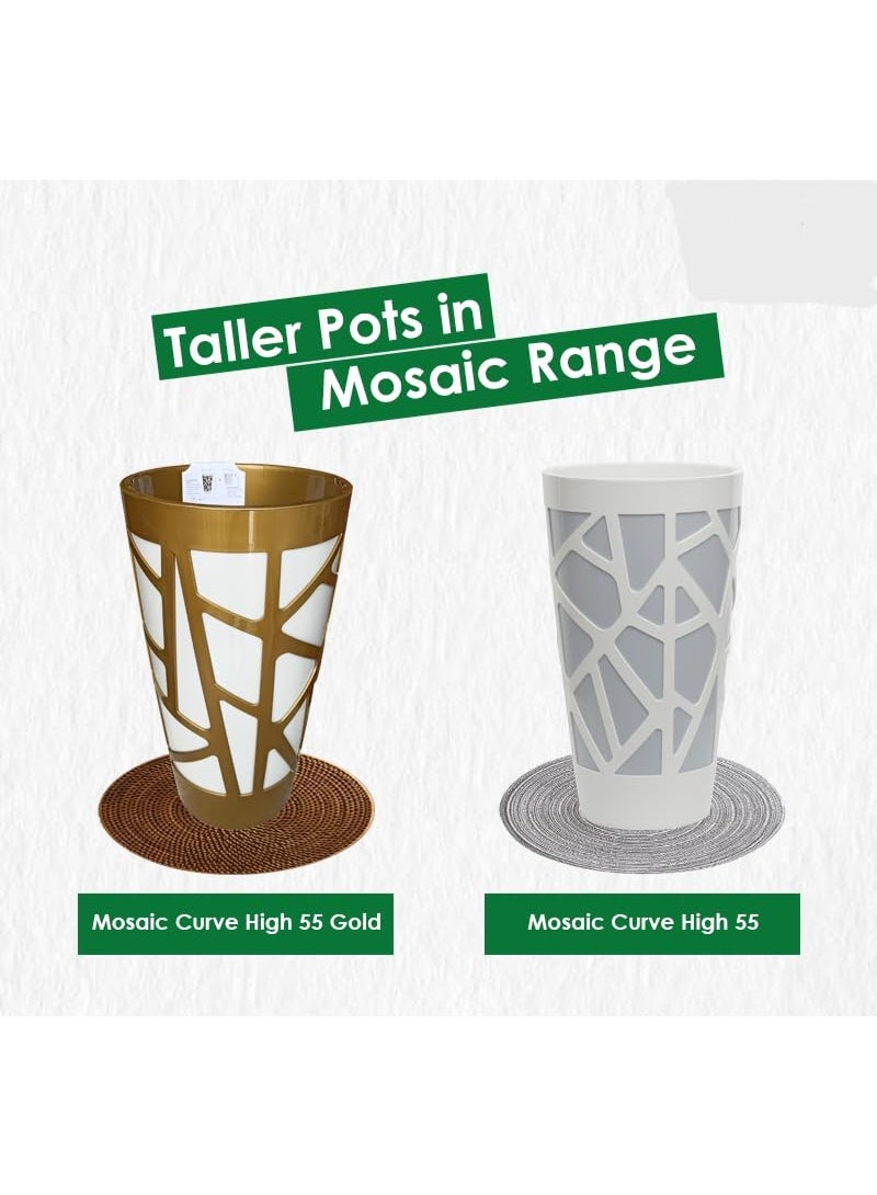 IDEL Plastic Flower Pot Mosaic Curve 55cm – Round Indoor Outdoor Planter for Balcony, Tabletop & Garden – Multicolour Decorative Plant Pot - Made in Italy - by Idel - Image 5