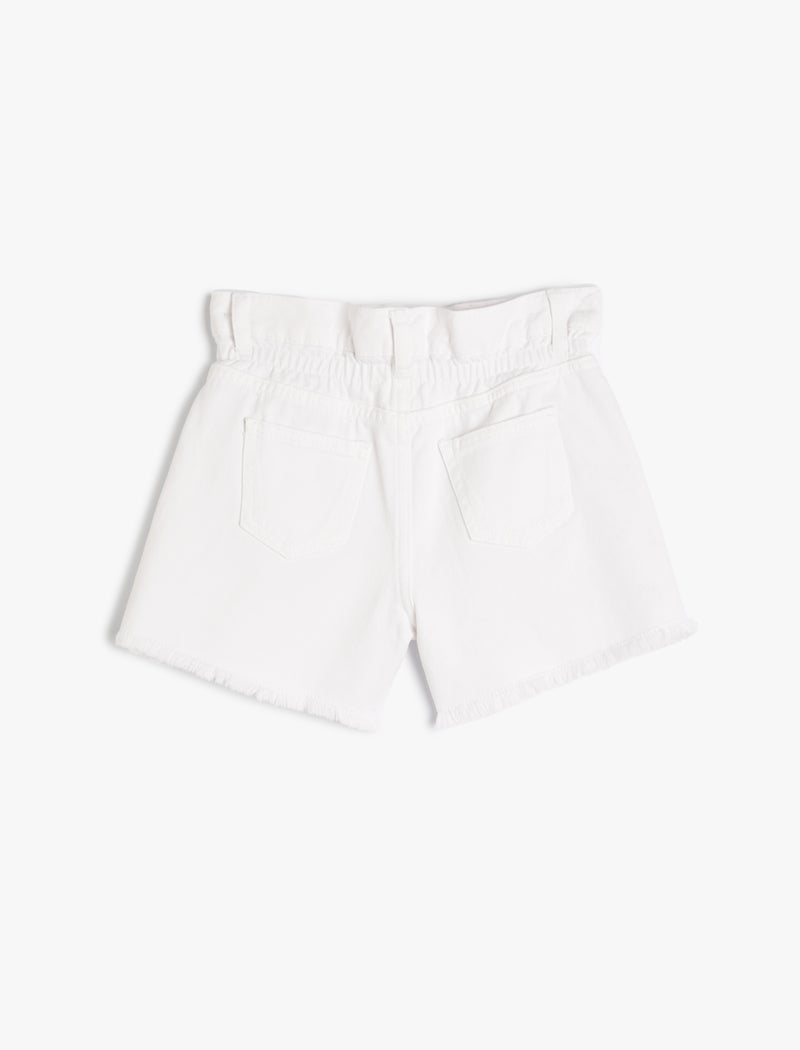 Koton | Solid Frayed Hem Denim Shorts | - Image 4