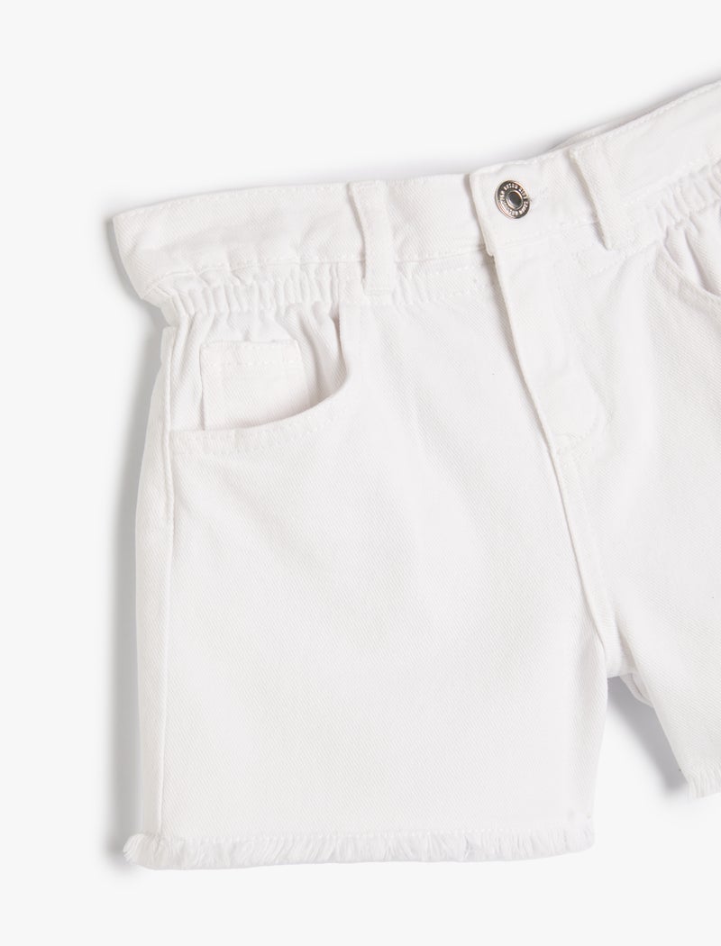 Koton | Solid Frayed Hem Denim Shorts | - Image 5