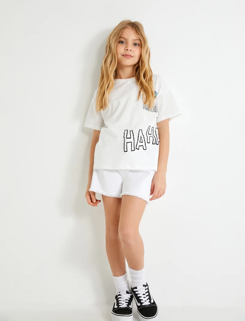 Koton Koton | Solid Frayed Hem Denim Shorts |