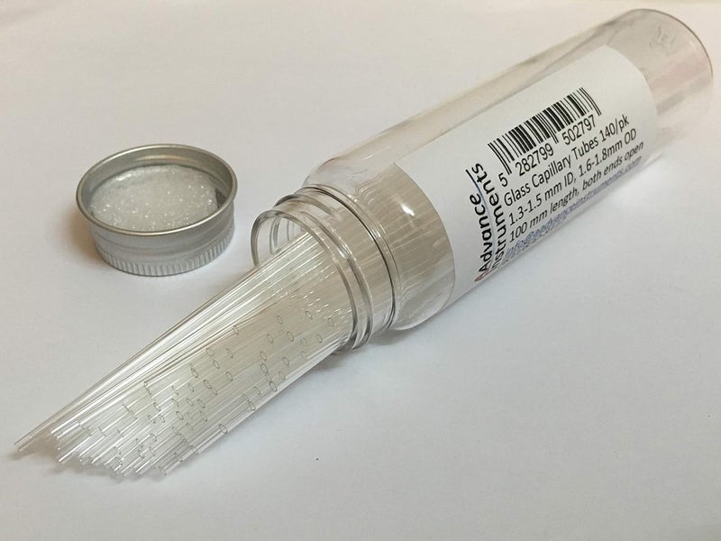 AAdvance Instruments أنابيب شعرية كبيرة 100 مم × 1.3-1.5 مم قطر داخلي 1.6-1.8 مم قطر خارجي 140/عبوة مايكرو بيبتات زجاجية مفتوحة من كلا الطرفين - Image 3