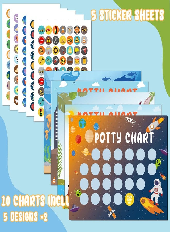 HAJOROM Potty Training Chart for Toddler 5 Fun Styles 17 PCS Potty Chart for Boys with 315 Stickers for Kids Potty Training Reward - Image 2
