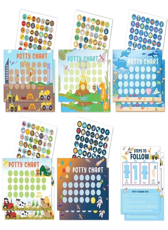 HAJOROM Potty Training Chart for Toddler 5 Fun Styles 17 PCS Potty Chart for Boys with 315 Stickers for Kids Potty Training Reward - Image 1