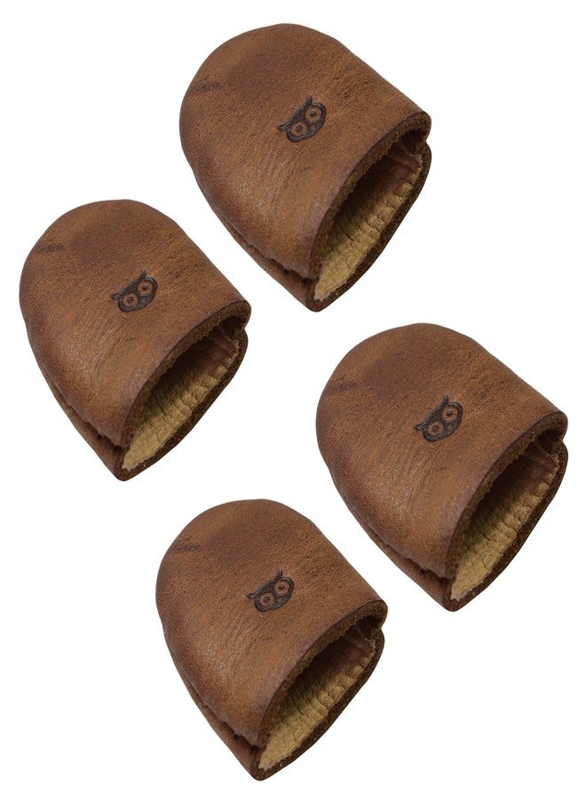 Hide & Drink, Durable Thimble (4 Pack) Handmade from Full Grain Leather - Finger Protector, Sewing Thimble, Hand Applique & EPP, Quilting Embroidery - Bourbon Brown - Image 1