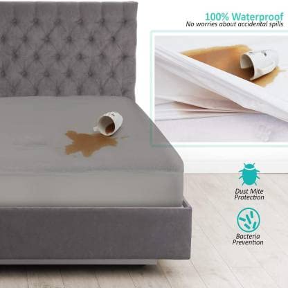 Rajasthan Crafts Cotton Terry Ultra Soft Waterproof Mattress Protector| Fits Upto 8 inch Bed | Breathable - Hypoallergenic Mattresses Cover (78x60 inch | 6.5x5 feet, Grey) - Image 2