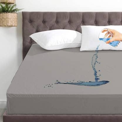 Rajasthan Crafts Cotton Terry Ultra Soft Waterproof Mattress Protector| Fits Upto 8 inch Bed | Breathable - Hypoallergenic Mattresses Cover (78x60 inch | 6.5x5 feet, Grey) - Image 1