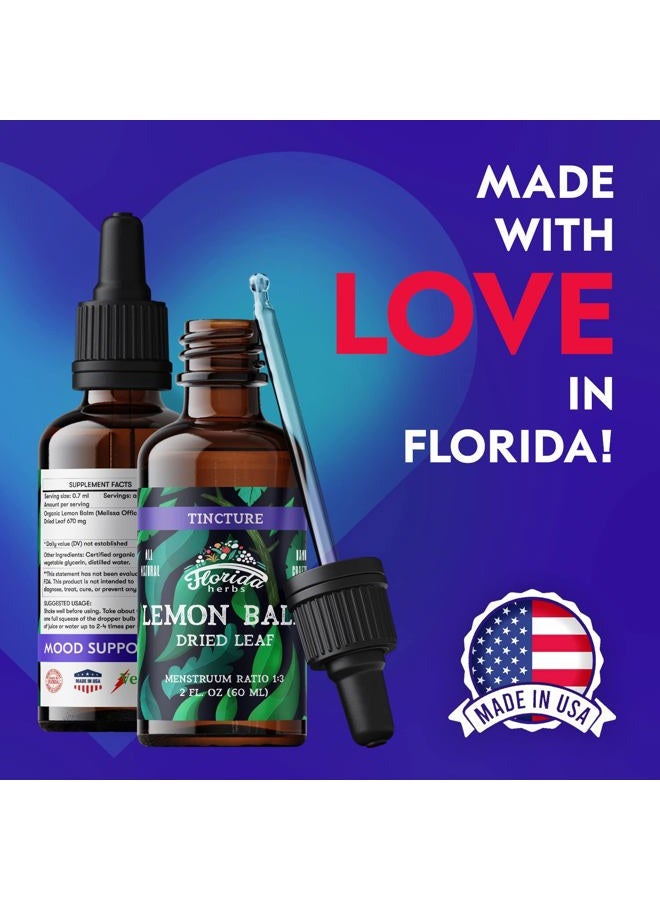 FLORIDA HERBS صبغة بلسم الليمون - قطرات ليمون عضوية - بلسم ليمون مجفف مصنوع في الولايات المتحدة - غير معدّل وراثيًا - مستخلص بلسم الليمون 2 أونصة سائلة - Image 5