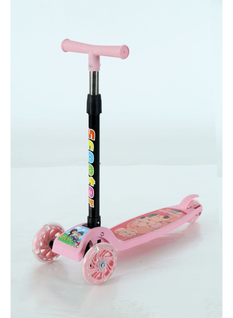 MG Folding 3 Wheel Scooter for Kids 3+Child, Toddler Scooter with LED Light Up Wheels, Adjustable Height & Best Gifts for Kids-Pink - Image 1