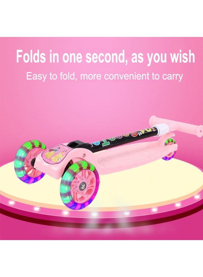 MG Folding 3 Wheel Scooter for Kids 3+Child, Toddler Scooter with LED Light Up Wheels, Adjustable Height & Best Gifts for Kids-Pink - Image 4