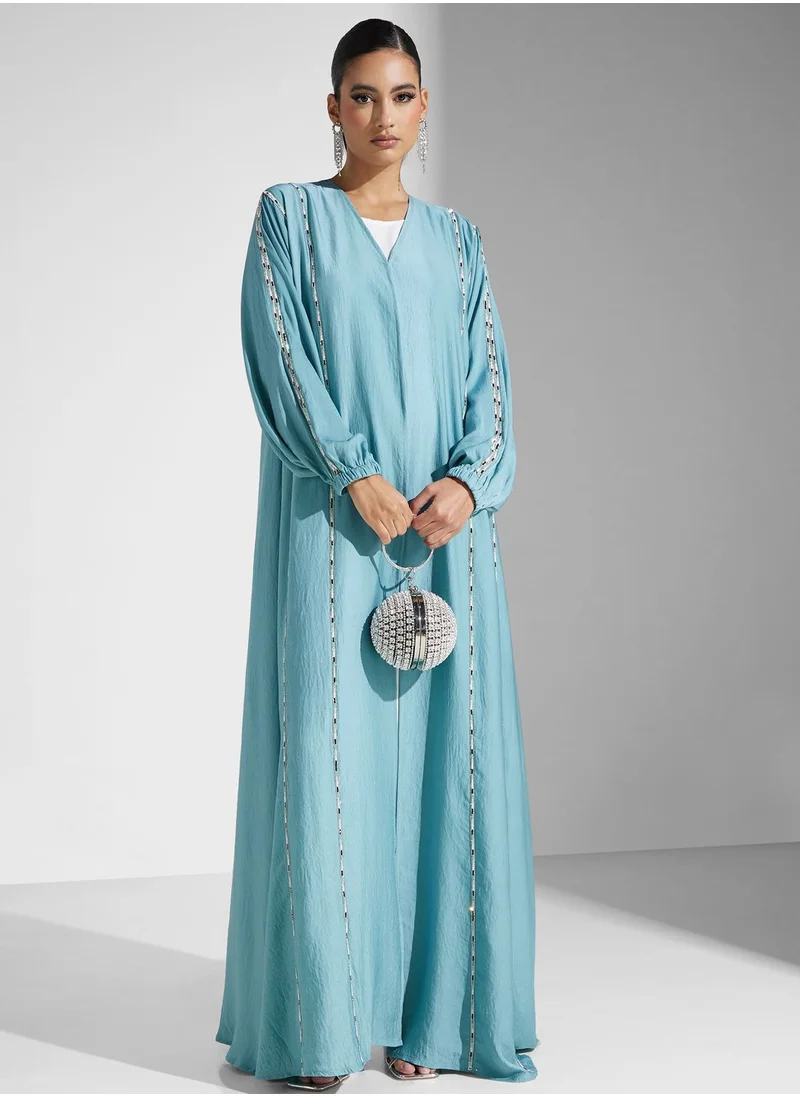 hayas closet Embellished Balloon Sleeve Abaya
