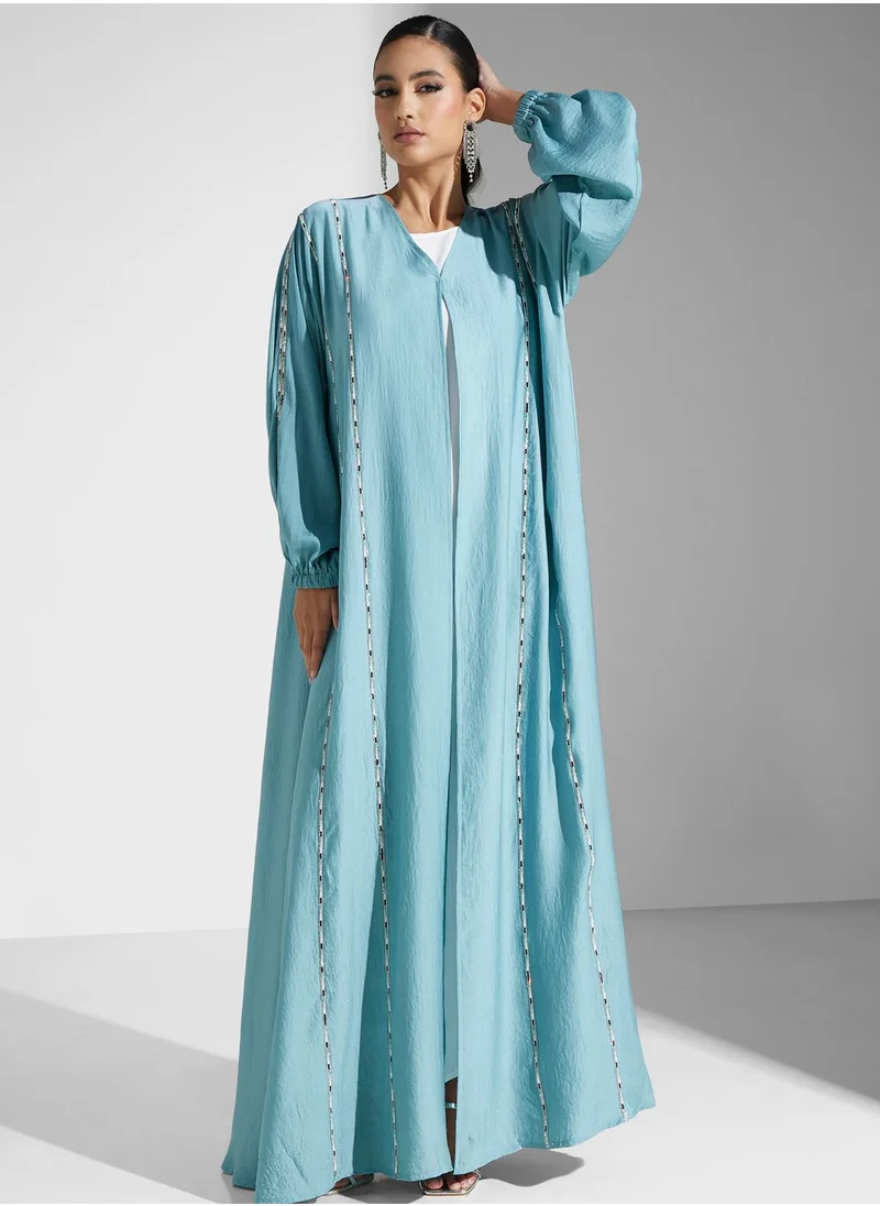 hayas closet Embellished Balloon Sleeve Abaya