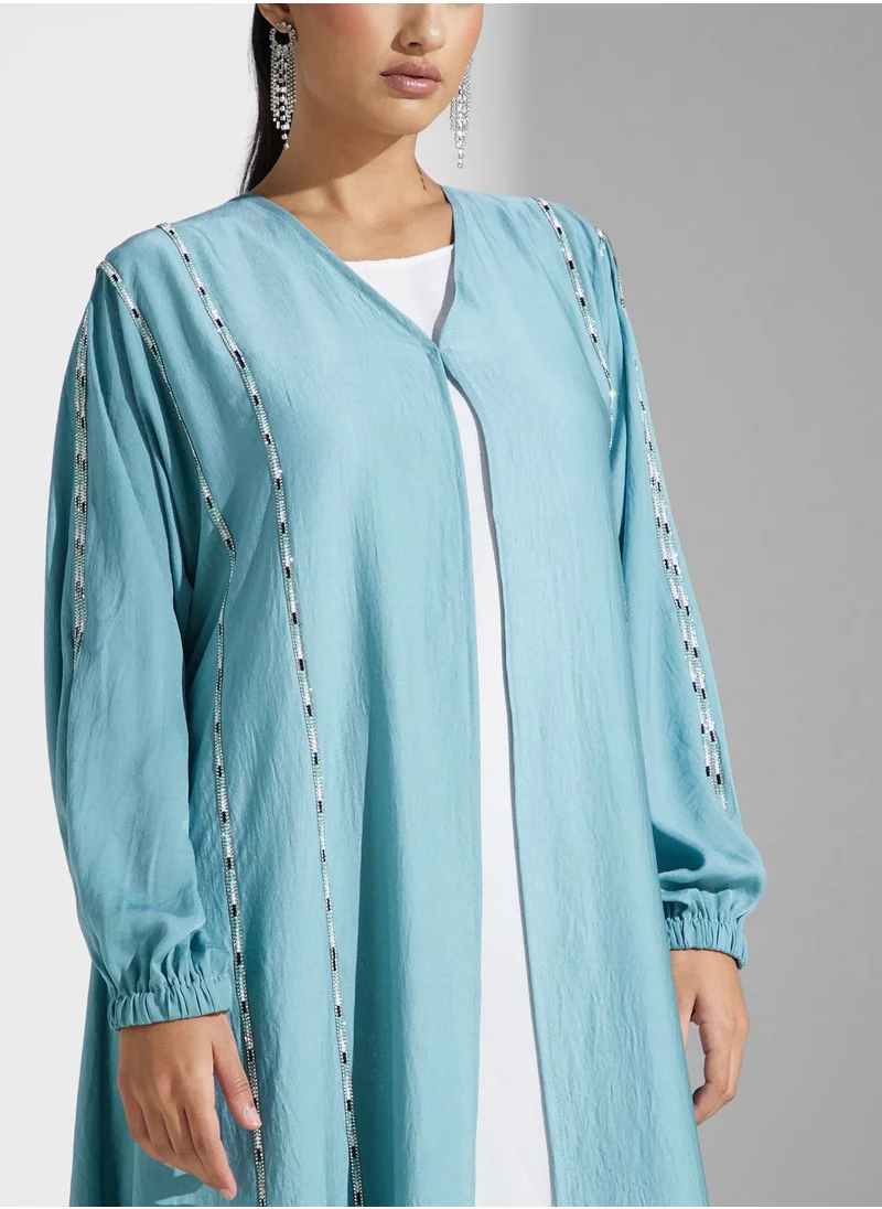 hayas closet Embellished Balloon Sleeve Abaya