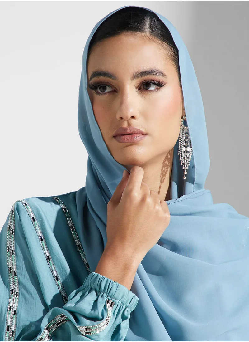hayas closet Embellished Balloon Sleeve Abaya
