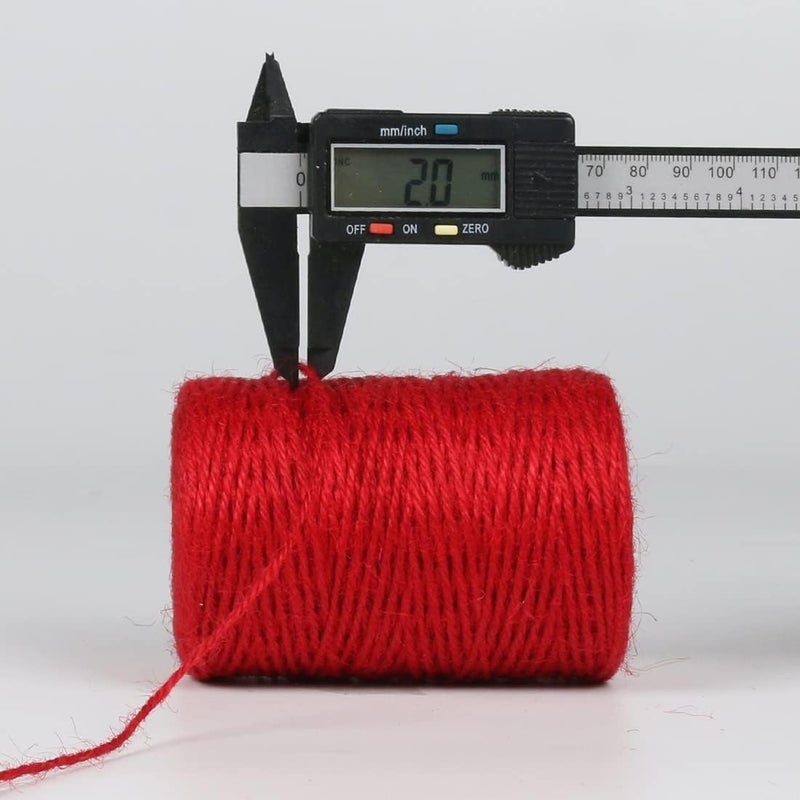 PH PERKHOMY PerkHomy Natural Jute Twine 600 Feet Long Colored Twine Rope for Crafts Gift Wrapping Packing, Gardening and Wedding Decor (Red) - Image 2