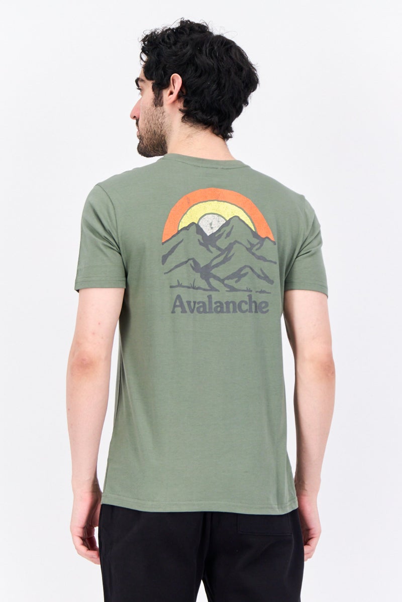 Avalanche Men Sportswear Fit Short Sleeves Outdoor T-Shirt, Olive - Image 3