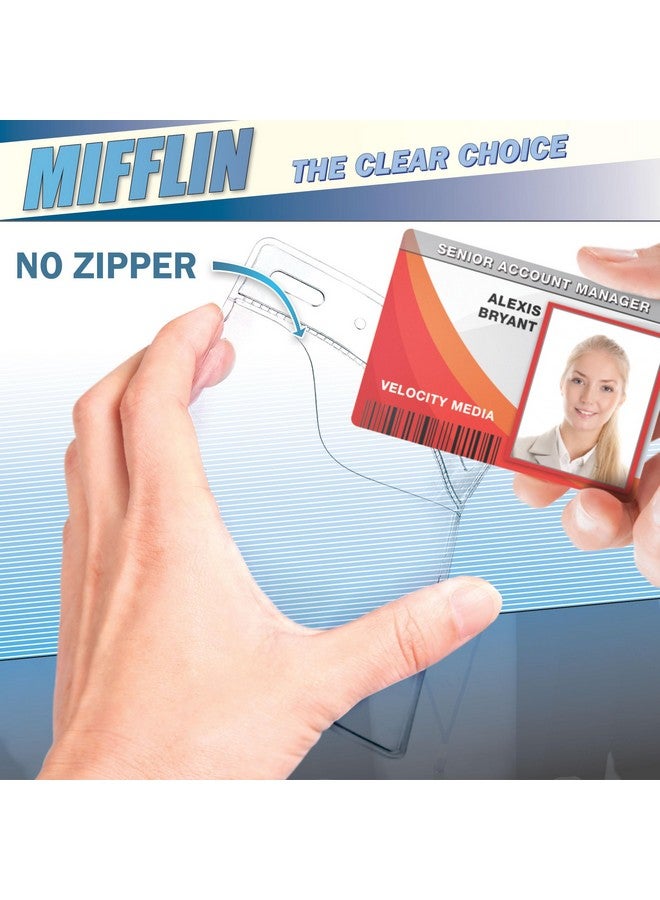 MIFFLIN -Usa Card Protector (4X3 Inch, Clear, Bulk 250 Pack) Quick Load Horizontal No Zipper Name Id Badge Holder - Image 3