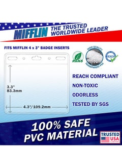 MIFFLIN -Usa Card Protector (4X3 Inch, Clear, Bulk 250 Pack) Quick Load Horizontal No Zipper Name Id Badge Holder  - Image 4