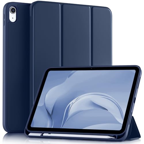 Akkerds Compatible with iPad (A16) 11th Generation Case 11 Inch 2025, for iPad 10th Generation Case 10.9 Inch 2022 with Pencil Holder, Slim Trifold Stand Protective Cover with Soft TPU Back, Navy Blue - Image 1