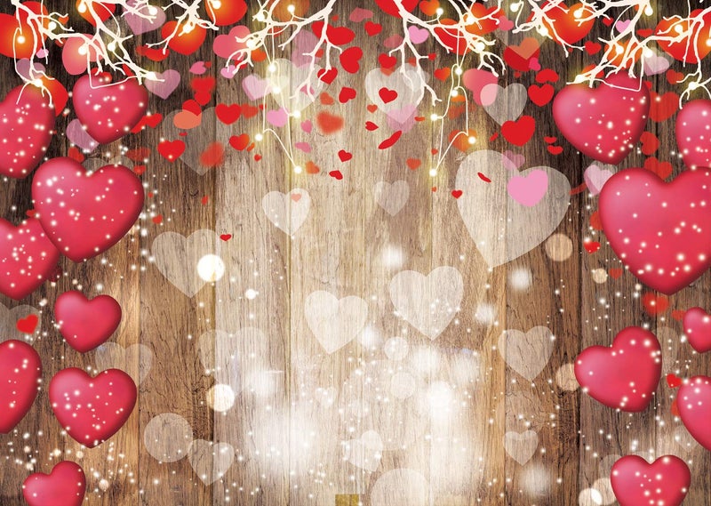 LTLYH 10x8ft Valentine's Day Backdrop, White, Wood - Image 3
