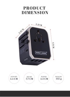 Parajohn  Universal Travel Adapter,4 USB Port, Adapter for Smartphones, Cameras and More - Works in Many Countries, Durable and Portable, Multiple Plugsore - Works in Many Countries, Durable - pzsku/Z2A014A9827780021B5F6Z/45/_/1652439951/224b5dca-861a-4424-b4fb-812e9003b010