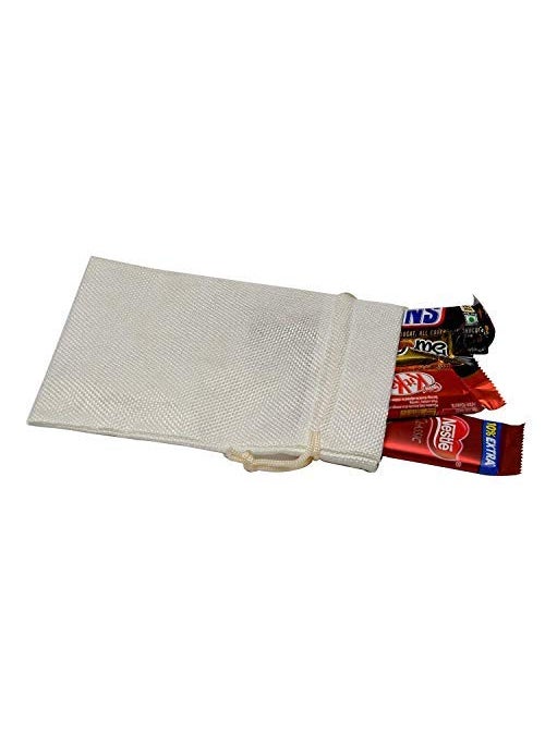 Lifekrafts Lifekrafts Cream White Jute Linen Pouches Birthday and Party Favour Bags Potlis for Functions, Baby Showers, Candy Bags Size-15x20 cm (Pack of 30)  - Image 5